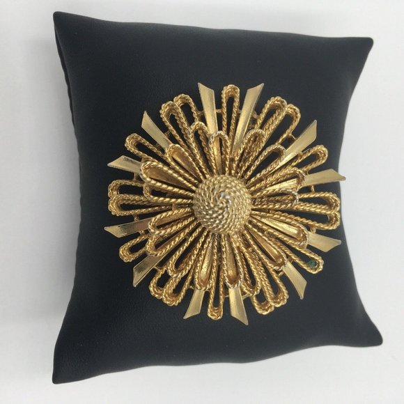 COPY - LISNER Atomic Starburst MCM Gold Tone Round BROOCH Pin - PERFECT! - Picture 3 of 3